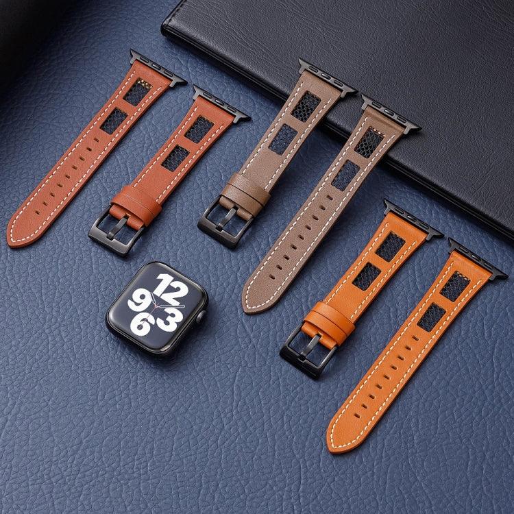 メッシュカーフスキン本革ウォッチバンド、Apple Watch Series 4 44mm用、Apple Watch Series 4 40mm用、Apple Watch Series 3 38mm用、Apple Watch Series 3 42mm用、Apple Watch Series 2 42mm用、Apple Watch Series 2 38mm用