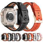 メッシュカーフスキン本革ウォッチバンド、Apple Watch SE 2023 44mm用、Apple Watch SE 2023 40mm用、Apple Watch Ultra 2 49mm用、Apple Watch Series 9 45mm用、Apple Watch Series 9 41mm用、Apple Watch Ultra 49mm用