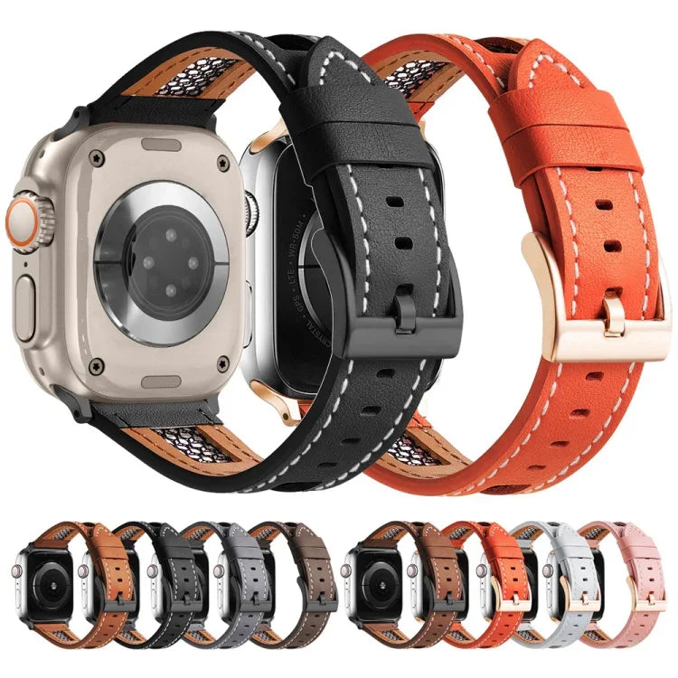 メッシュカーフスキン本革ウォッチバンド、Apple Watch Series 4 44mm用、Apple Watch Series 4 40mm用、Apple Watch Series 3 38mm用、Apple Watch Series 3 42mm用、Apple Watch Series 2 42mm用、Apple Watch Series 2 38mm用