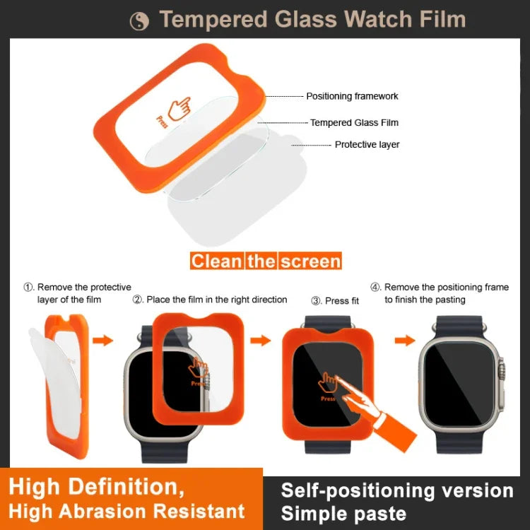 IMAK 強化ガラスウォッチ保護フィルム 自己位置決めバージョン、Apple Watch Ultra 1/2/3 49mm用