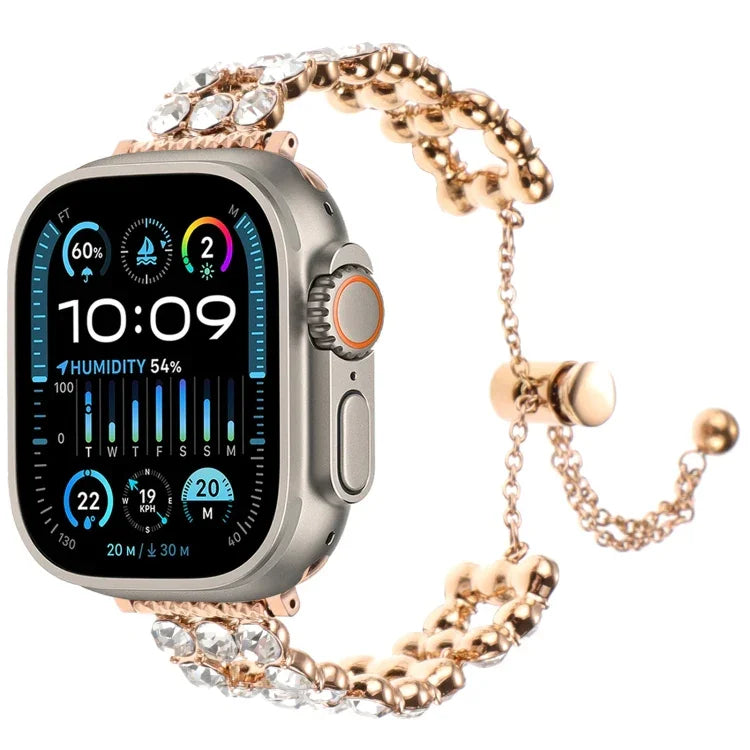 ラインストーンメタルブレスレットウォッチバンド、Apple Watch SE 2023 44mm用、Apple Watch SE 2023 40mm用、Apple Watch Ultra 2 49mm用、Apple Watch Series 9 45mm用、Apple Watch Series 9 41mm用、Apple Watch Ultra 49mm用、Apple Watch Series 8 41mm用