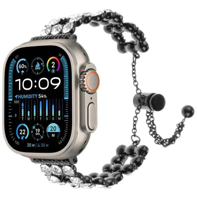 ラインストーンメタルブレスレットウォッチバンド、Apple Watch SE 2023 44mm用、Apple Watch SE 2023 40mm用、Apple Watch Ultra 2 49mm用、Apple Watch Series 9 45mm用、Apple Watch Series 9 41mm用、Apple Watch Ultra 49mm用、Apple Watch Series 8 41mm用