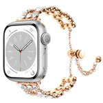 ラインストーンメタルブレスレットウォッチバンド、Apple Watch SE 2023 44mm用、Apple Watch SE 2023 40mm用、Apple Watch Ultra 2 49mm用、Apple Watch Series 9 45mm用、Apple Watch Series 9 41mm用、Apple Watch Ultra 49mm用、Apple Watch Series 8 41mm用