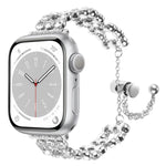 ラインストーンメタルブレスレットウォッチバンド、Apple Watch SE 2023 44mm用、Apple Watch SE 2023 40mm用、Apple Watch Ultra 2 49mm用、Apple Watch Series 9 45mm用、Apple Watch Series 9 41mm用、Apple Watch Ultra 49mm用、Apple Watch Series 8 41mm用