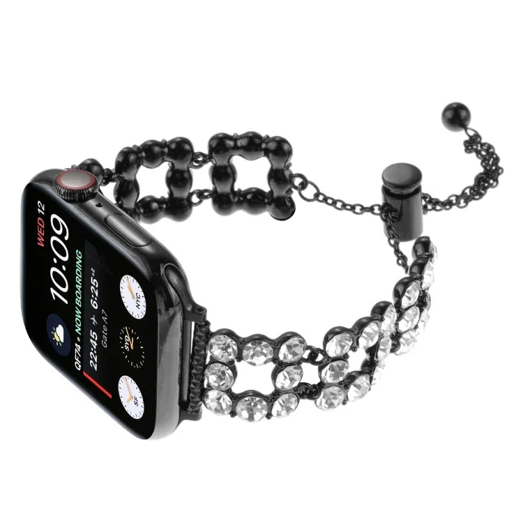 Rhinestone Metal Bracelet Watch Band, For Apple Watch SE 40mm, For Apple Watch SE 44mm, For Apple Watch Series 6 40mm, For Apple Watch Series 6 44mm, For Apple Watch Series 5 44mm, For Apple Watch Series 5 40mm, For Apple Watch Series 4 44mm           ...