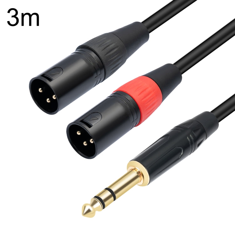 TC145YXK108RE-10 6.35mm 1/4 TRSオスからデュアルXLRオスオーディオケーブル、1m、2m、3m