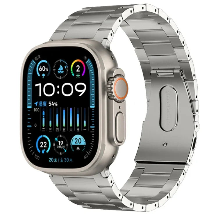 PG63 三連ビーズ突起チタンメタルウォッチバンド、Apple Watch Series 10 46mm用、Apple Watch Series 10 42mm用、Apple Watch SE 2023 44mm用、Apple Watch SE 2023 40mm用、Apple Watch Ultra 2 49mm用、Apple Watch Series 9 45mm用