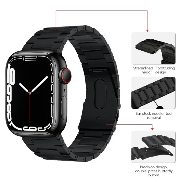 PG63 三連ビーズ突起チタンメタルウォッチバンド、Apple Watch Series 6 40mm用、Apple Watch Series 6 44mm用、Apple Watch Series 5 44mm用、Apple Watch Series 5 40mm用、Apple Watch Series 4 44mm用、Apple Watch Series 4 40mm用