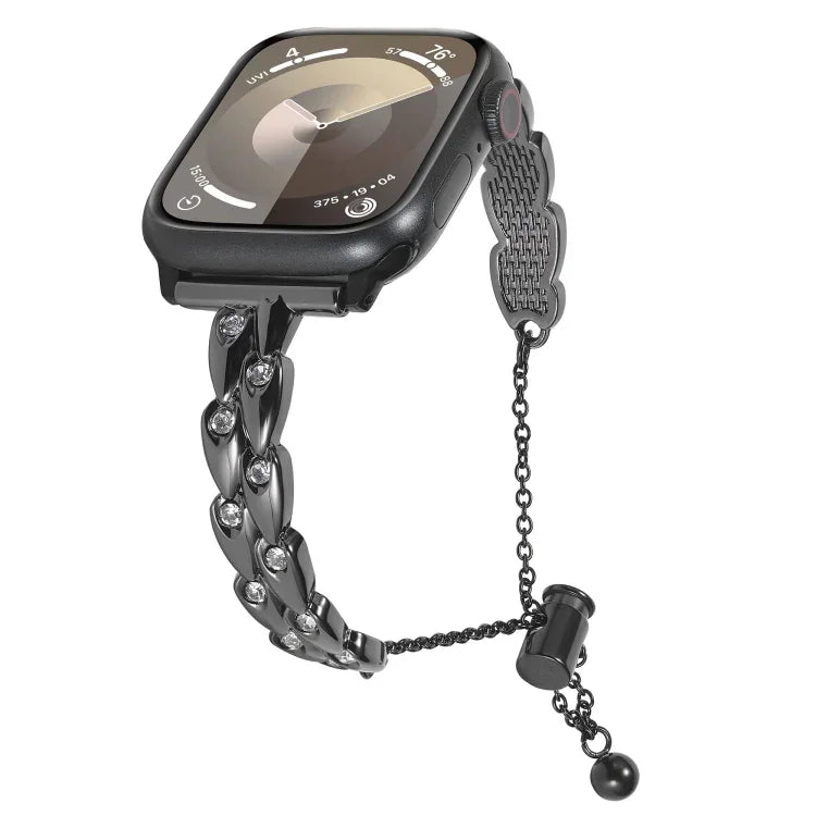 ラインストーンピーコックメタルブレスレットウォッチバンド、Apple Watch SE 2023 44mm用、Apple Watch SE 2023 40mm用、Apple Watch Ultra 2 49mm用、Apple Watch Series 9 45mm用、Apple Watch Series 9 41mm用、Apple Watch Ultra 49mm用、Apple Watch Series 8 4...