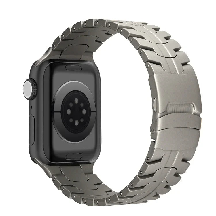 ダブルロックバックルタートルチタン鋼ウォッチバンド、Apple Watch SE 2023 44mm用、Apple Watch SE 2023 40mm用、Apple Watch Ultra 2 49mm用、Apple Watch Series 9 45mm用、Apple Watch Series 9 41mm用、Apple Watch Ultra 49mm用
