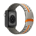 ダブルロックバックルタートルチタン鋼ウォッチバンド、Apple Watch SE 2023 44mm用、Apple Watch SE 2023 40mm用、Apple Watch Ultra 2 49mm用、Apple Watch Series 9 45mm用、Apple Watch Series 9 41mm用、Apple Watch Ultra 49mm用