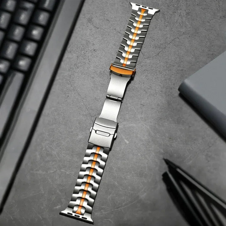 Double Lock Buckle Turtle Titanium Steel Watch Band, For Apple Watch SE 40mm, For Apple Watch SE 44mm, For Apple Watch Series 6 40mm, For Apple Watch Series 6 44mm, For Apple Watch Series 5 44mm, For Apple Watch Series 5 40mm                           ...