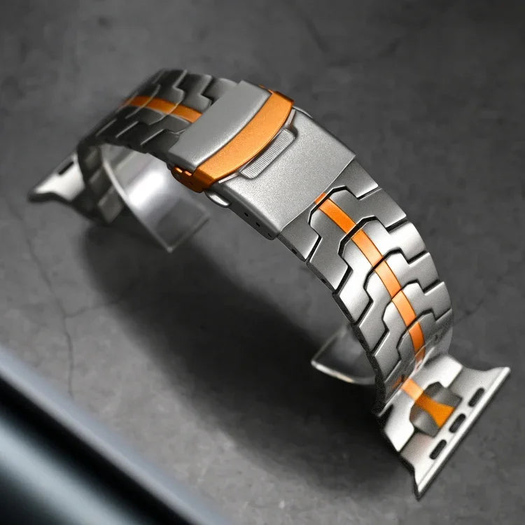 ダブルロックバックルタートルチタン鋼ウォッチバンド、Apple Watch 42mm用、Apple Watch 38mm用