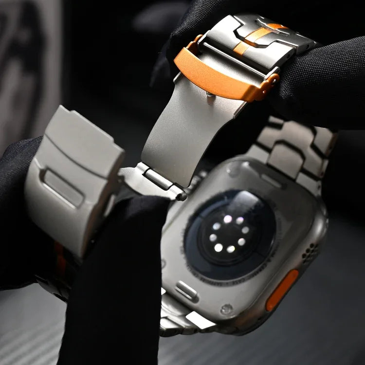 ダブルロックバックルタートルチタン鋼ウォッチバンド、Apple Watch 42mm用、Apple Watch 38mm用