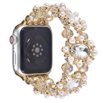 ビーズパール宝石ブレスレットウォッチバンド、Apple Watch SE 2023 44mm用、Apple Watch SE 2023 40mm用、Apple Watch Ultra 2 49mm用、Apple Watch Series 9 45mm用、Apple Watch Series 9 41mm用、Apple Watch Ultra 49mm用、Apple Watch Series 8 41mm用