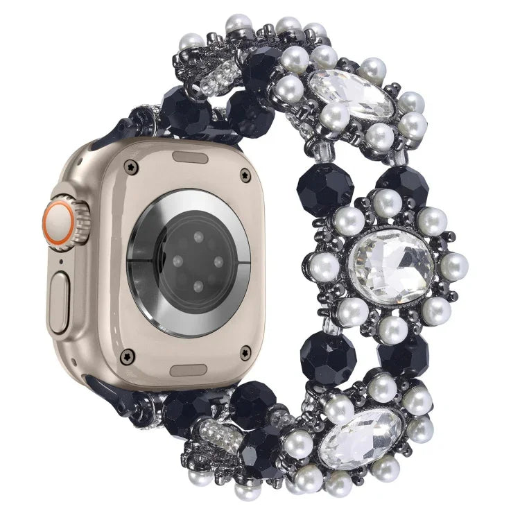 ビーズパール宝石ブレスレットウォッチバンド、Apple Watch SE 2023 44mm用、Apple Watch SE 2023 40mm用、Apple Watch Ultra 2 49mm用、Apple Watch Series 9 45mm用、Apple Watch Series 9 41mm用、Apple Watch Ultra 49mm用、Apple Watch Series 8 41mm用