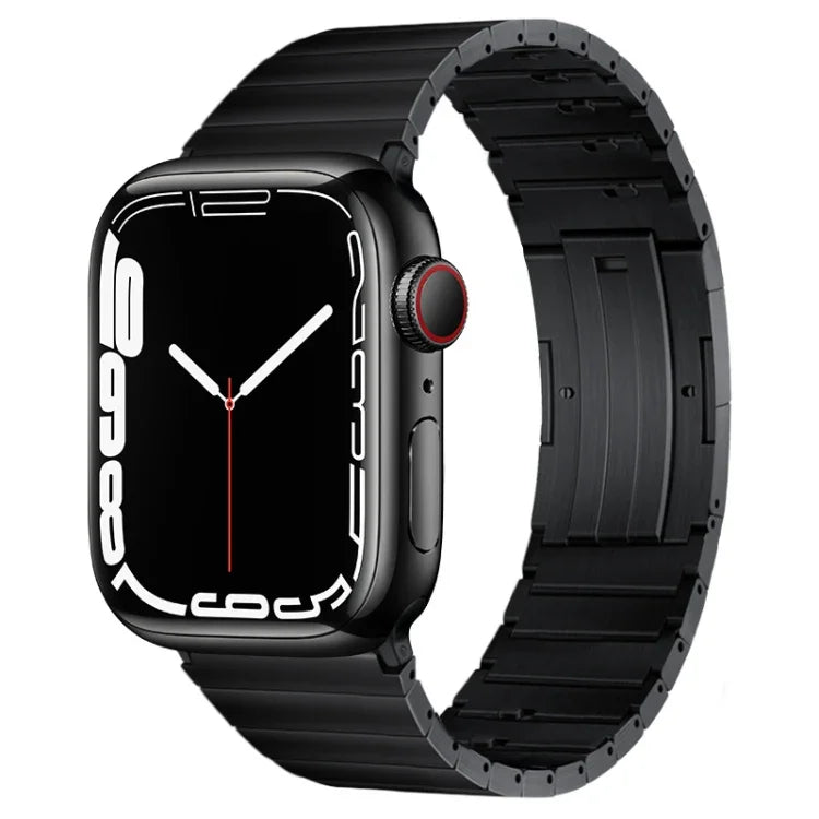 PG65 シングルビーズ竹節スプリングバー チタンメタルウォッチバンド、Apple Watch Series 10 46mm用、Apple Watch Series 10 42mm用、Apple Watch SE 2023 44mm用、Apple Watch SE 2023 40mm用、Apple Watch Ultra 2 49mm用、Apple Watch Series 9 45mm用