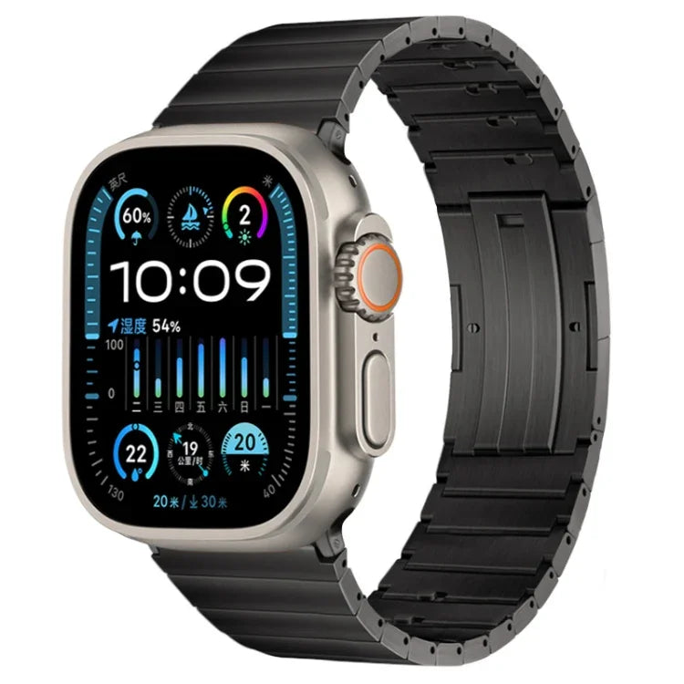 PG65 シングルビーズ竹節スプリングバー チタンメタルウォッチバンド、Apple Watch Series 10 46mm用、Apple Watch Series 10 42mm用、Apple Watch SE 2023 44mm用、Apple Watch SE 2023 40mm用、Apple Watch Ultra 2 49mm用、Apple Watch Series 9 45mm用