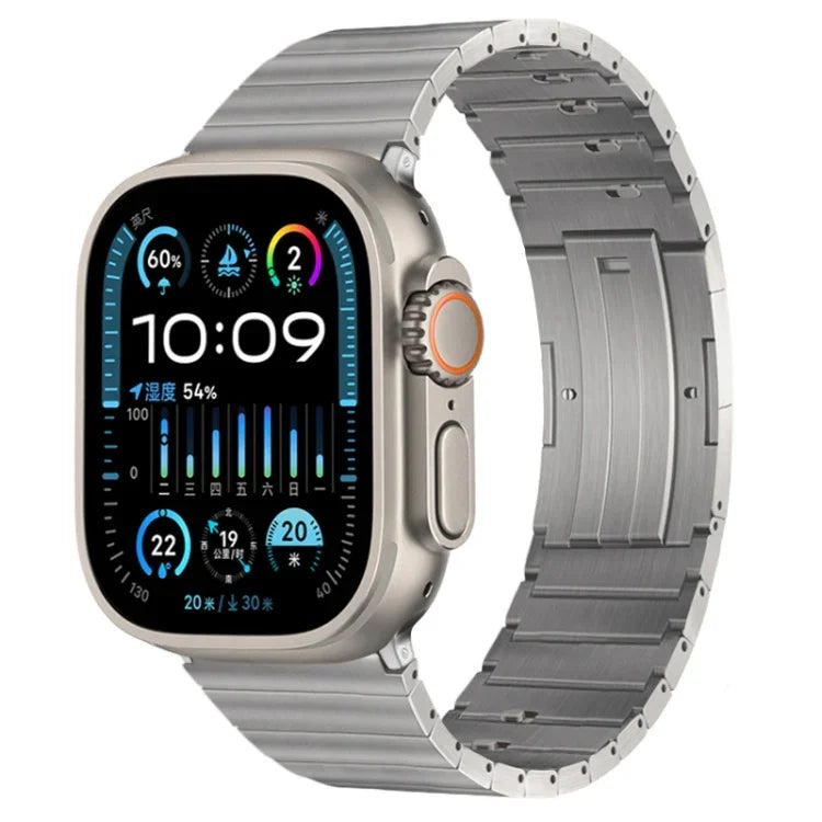 PG65 シングルビーズ竹節スプリングバー チタンメタルウォッチバンド、Apple Watch Series 10 46mm用、Apple Watch Series 10 42mm用、Apple Watch SE 2023 44mm用、Apple Watch SE 2023 40mm用、Apple Watch Ultra 2 49mm用、Apple Watch Series 9 45mm用