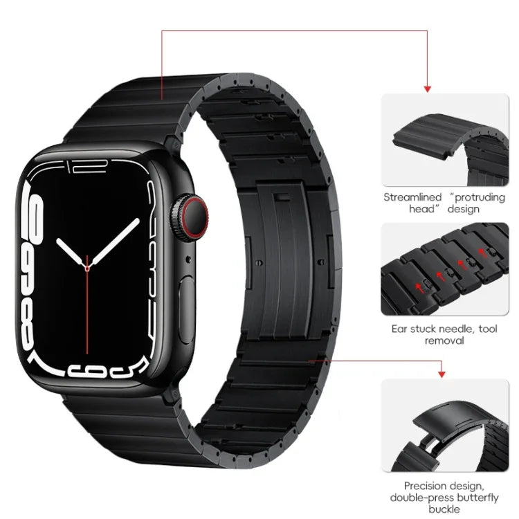 PG65 シングルビーズ竹節スプリングバー チタン製ウォッチバンド、Apple Watch Series 6 40mm用、Apple Watch Series 6 44mm用、Apple Watch Series 5 44mm用、Apple Watch Series 5 40mm用、Apple Watch Series 4 44mm用、Apple Watch Series 4 40mm用