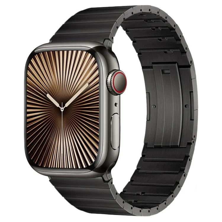 PG65 シングルビーズ竹節スプリングバー チタンメタルウォッチバンド、Apple Watch Series 10 46mm用、Apple Watch Series 10 42mm用、Apple Watch SE 2023 44mm用、Apple Watch SE 2023 40mm用、Apple Watch Ultra 2 49mm用、Apple Watch Series 9 45mm用