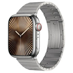 PG65 シングルビーズ竹節スプリングバー チタンメタルウォッチバンド、Apple Watch Series 10 46mm用、Apple Watch Series 10 42mm用、Apple Watch SE 2023 44mm用、Apple Watch SE 2023 40mm用、Apple Watch Ultra 2 49mm用、Apple Watch Series 9 45mm用