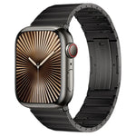 PG65 シングルビーズ竹節スプリングバー チタンメタルウォッチバンド、Apple Watch Series 10 46mm用、Apple Watch Series 10 42mm用、Apple Watch SE 2023 44mm用、Apple Watch SE 2023 40mm用、Apple Watch Ultra 2 49mm用、Apple Watch Series 9 45mm用