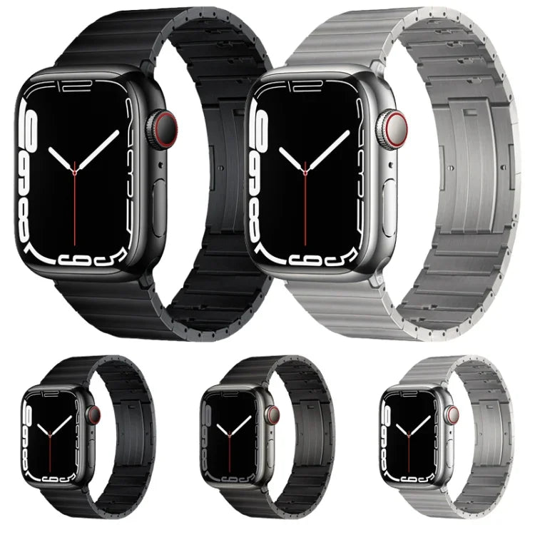PG65 シングルビーズ竹節スプリングバー チタン製ウォッチバンド、Apple Watch Series 6 40mm用、Apple Watch Series 6 44mm用、Apple Watch Series 5 44mm用、Apple Watch Series 5 40mm用、Apple Watch Series 4 44mm用、Apple Watch Series 4 40mm用