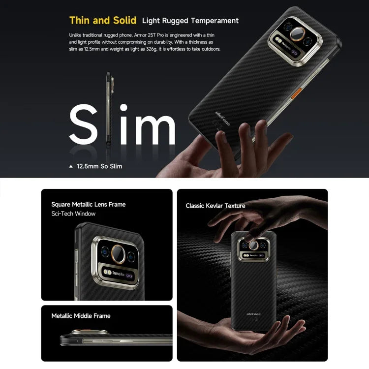 Ulefone Armor 25T Pro 頑丈スマートフォン、サーマルイメージング、6.78インチ Android 15 MediaTek Dimensity 6300 オクタコア、ネットワーク：5G、NFC、8GB+256GB