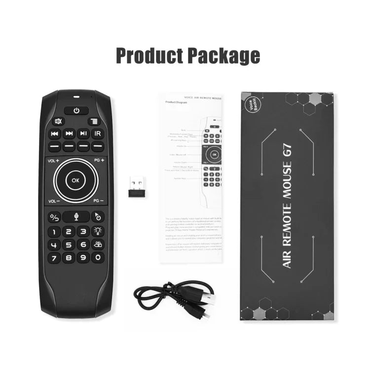 G7V Pro 2.4GHz フライエアマウス LEDバックライト ワイヤレスキーボード リモコン ジャイロスコープ搭載 Android TVボックス / PC対応 インテリジェント音声対応