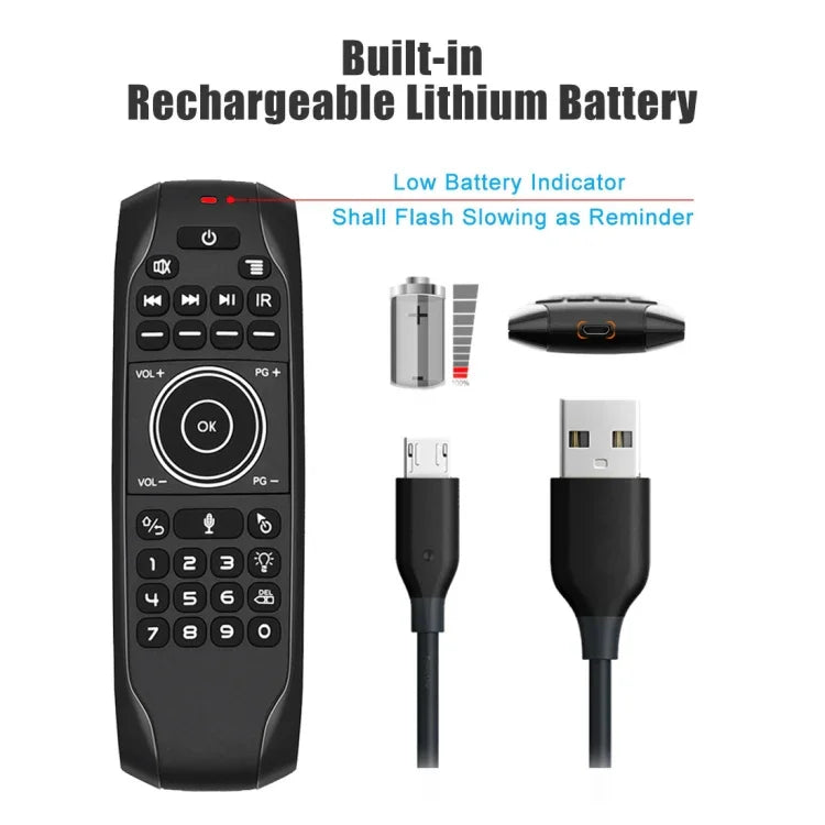 G7V Pro 2.4GHz フライエアマウス LEDバックライト ワイヤレスキーボード リモコン ジャイロスコープ搭載 Android TVボックス / PC対応 インテリジェント音声対応