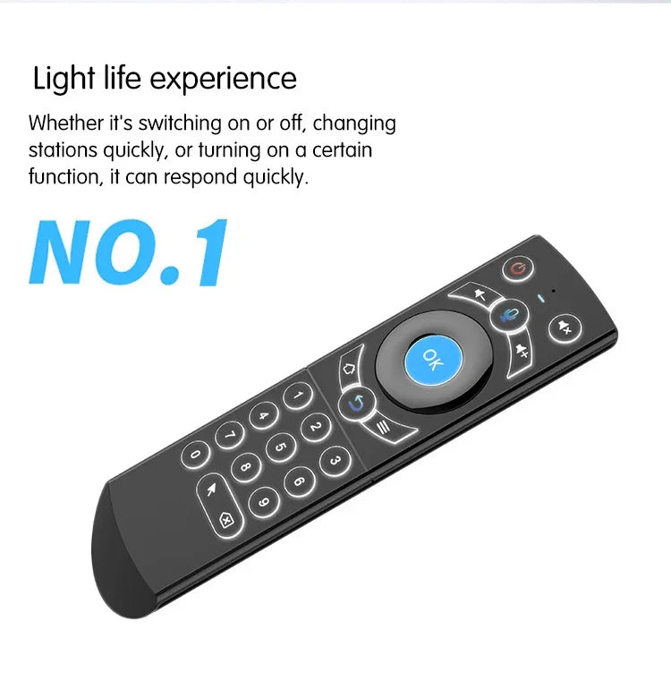 G21 2.4GHz フライエアマウス LEDバックライト ワイヤレスキーボード リモコン ジャイロスコープ搭載 Android TVボックス / PC対応 インテリジェント音声対応、ブルー