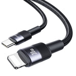USAMS SJ729 30W USB-C/Type-C から 8ピン アルミ合金データケーブル 長さ: 1.2m SJ729