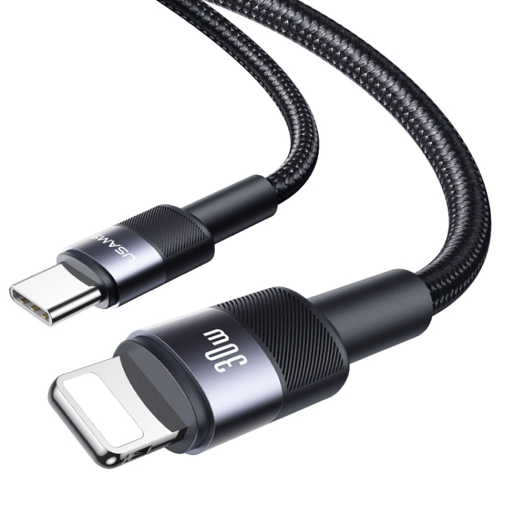 USAMS SJ729 30W USB-C/Type-C から 8ピン アルミ合金データケーブル 長さ: 1.2m SJ729