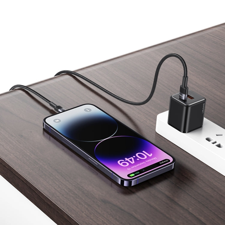 USAMS SJ729 30W USB-C/Type-C から 8ピン アルミ合金データケーブル 長さ: 1.2m SJ729