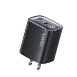 USAMS CC230 30W USB+USB-C / Type-C デュアルポート GaN デジタルディスプレイチャージャー、仕様：USプラグ、CC230