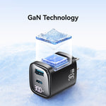 USAMS CC230 30W USB+USB-C / Type-C デュアルポート GaN デジタルディスプレイチャージャー、仕様：USプラグ、CC230