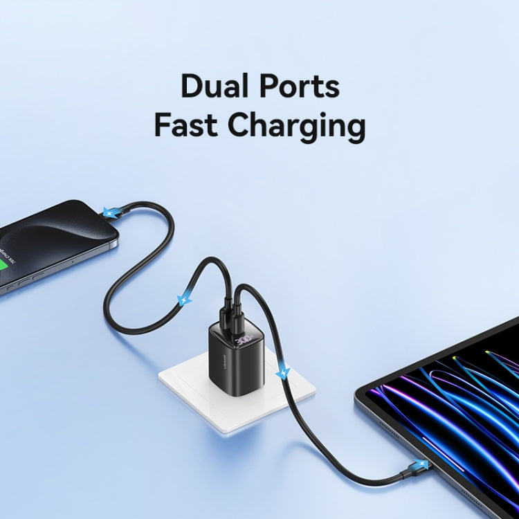 USAMS CC230 30W USB+USB-C / Type-C デュアルポート GaN デジタルディスプレイチャージャー、仕様：USプラグ、CC230