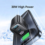 USAMS CC230 30W USB+USB-C / Type-C デュアルポート GaN デジタルディスプレイチャージャー、仕様：USプラグ、CC230