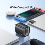 USAMS CC230 30W USB+USB-C / Type-C デュアルポート GaN デジタルディスプレイチャージャー、仕様：USプラグ、CC230