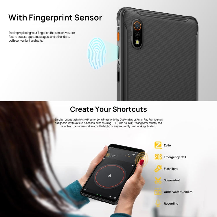 Ulefone Armor Pad Pro 頑丈タブレットPC、8インチ Android 13 MediaTek MT8788 オクタコア 4Gネットワーク、EUプラグ、Armor Pad Pro
