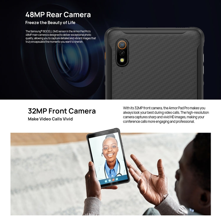 Ulefone Armor Pad Pro 頑丈タブレットPC、8インチ Android 13 MediaTek MT8788 オクタコア 4Gネットワーク、EUプラグ、Armor Pad Pro