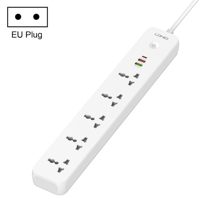 LDNIO SC5319 5ポジショントラベルホームオフィスソケット、38W USBポート付き、ケーブル長：2m、EUプラグ、UKプラグ、米国プラグ