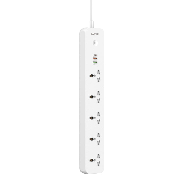 LDNIO SC5319 5ポジショントラベルホームオフィスソケット、38W USBポート付き、ケーブル長：2m、EUプラグ、UKプラグ、米国プラグ