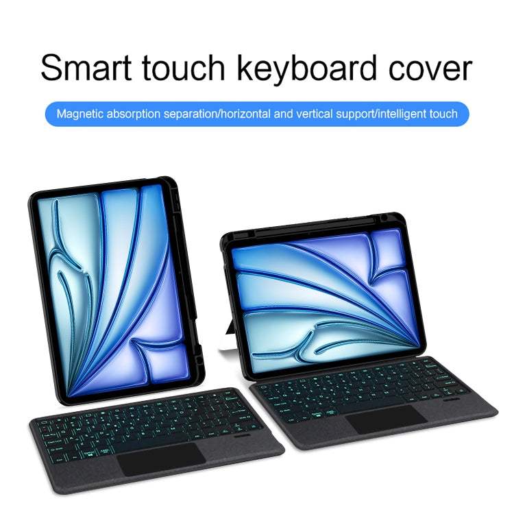 インテリジェント着脱式タッチBluetoothキーボードレザータブレットケース バックライト・ペンスロット付き, iPad Pro 13 2024用, iPad Air 13 2024用, iPad Air 11 2024用, iPad Pro 11 2024用, iPad 10.9 2022用, iPad 10.2 2021用, iPad mini 6用