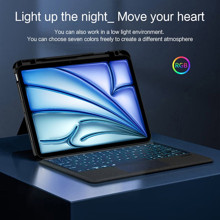 インテリジェント着脱式タッチBluetoothキーボードレザータブレットケース バックライト・ペンスロット付き, iPad Pro 13 2024用, iPad Air 13 2024用, iPad Air 11 2024用, iPad Pro 11 2024用, iPad 10.9 2022用, iPad 10.2 2021用, iPad mini 6用