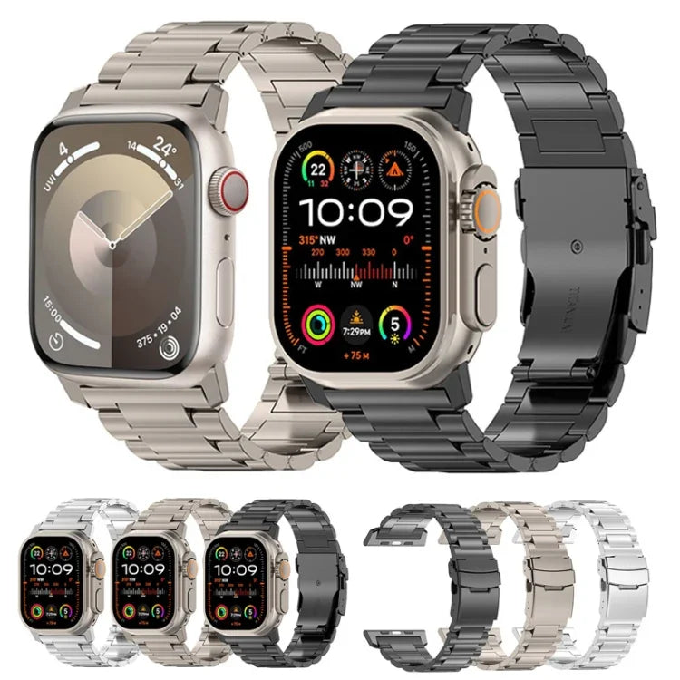 26mm セーフティバックル チタン合金ウォッチバンド、Apple Watch SE 2023 44mm用、Apple Watch Ultra 2 49mm用、Apple Watch Series 9 45mm用、Apple Watch Ultra 49mm用、Apple Watch Series 8 45mm用、Apple Watch SE 2022 44mm用、Apple Watch Series 7 45mm用