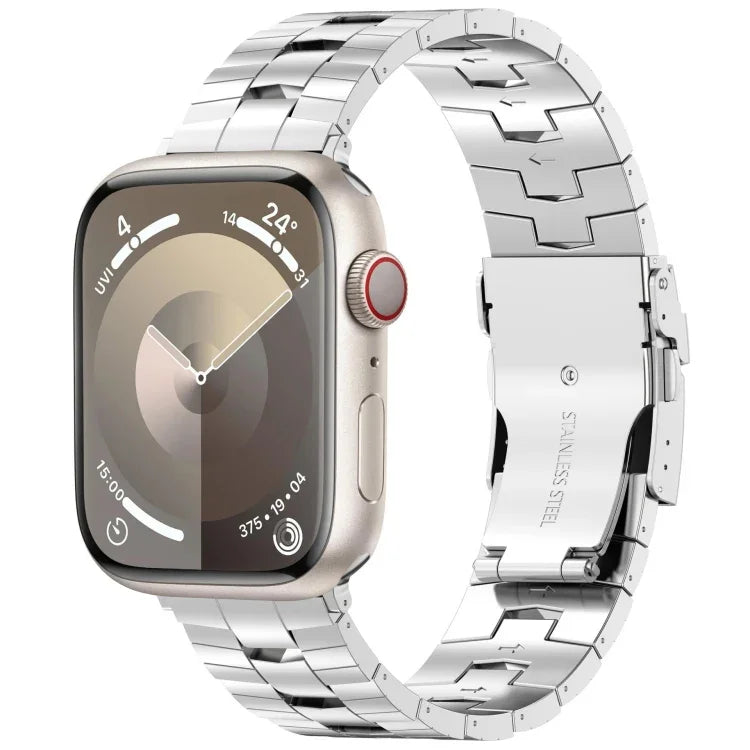 Rice Ears Safety Buckle Titanium Alloy Watch Band, For Apple Watch Series 5 44mm, For Apple Watch Series 4 44mm, For Apple Watch Series 3 42mm