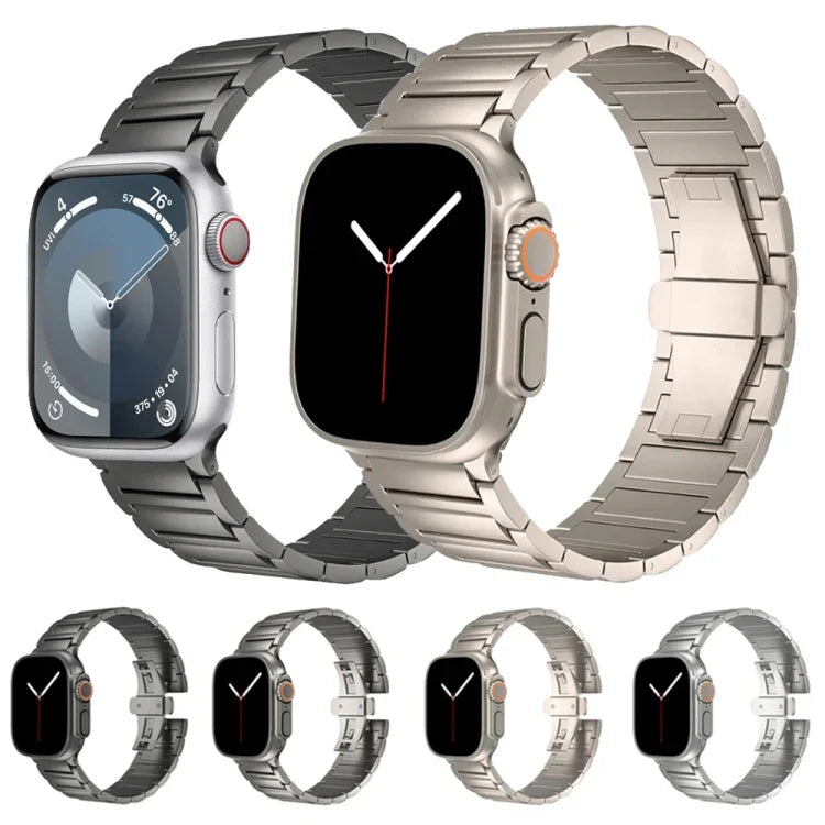 I字型バタフライバックルチタン合金ウォッチバンド、Apple Watch SE 2023 44mm用、Apple Watch Ultra 2 49mm用、Apple Watch Series 9 45mm用、Apple Watch Ultra 49mm用、Apple Watch Series 8 45mm用、Apple Watch SE 2022 44mm用...