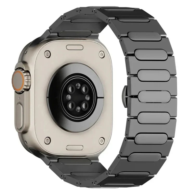 オーバルバタフライバックルチタン合金ウォッチバンド、Apple Watch SE 2023 44mm用、Apple Watch Ultra 2 49mm用、Apple Watch Series 9 45mm用、Apple Watch Ultra 49mm用、Apple Watch Series 8 45mm用、Apple Watch SE 2022 44mm用...
